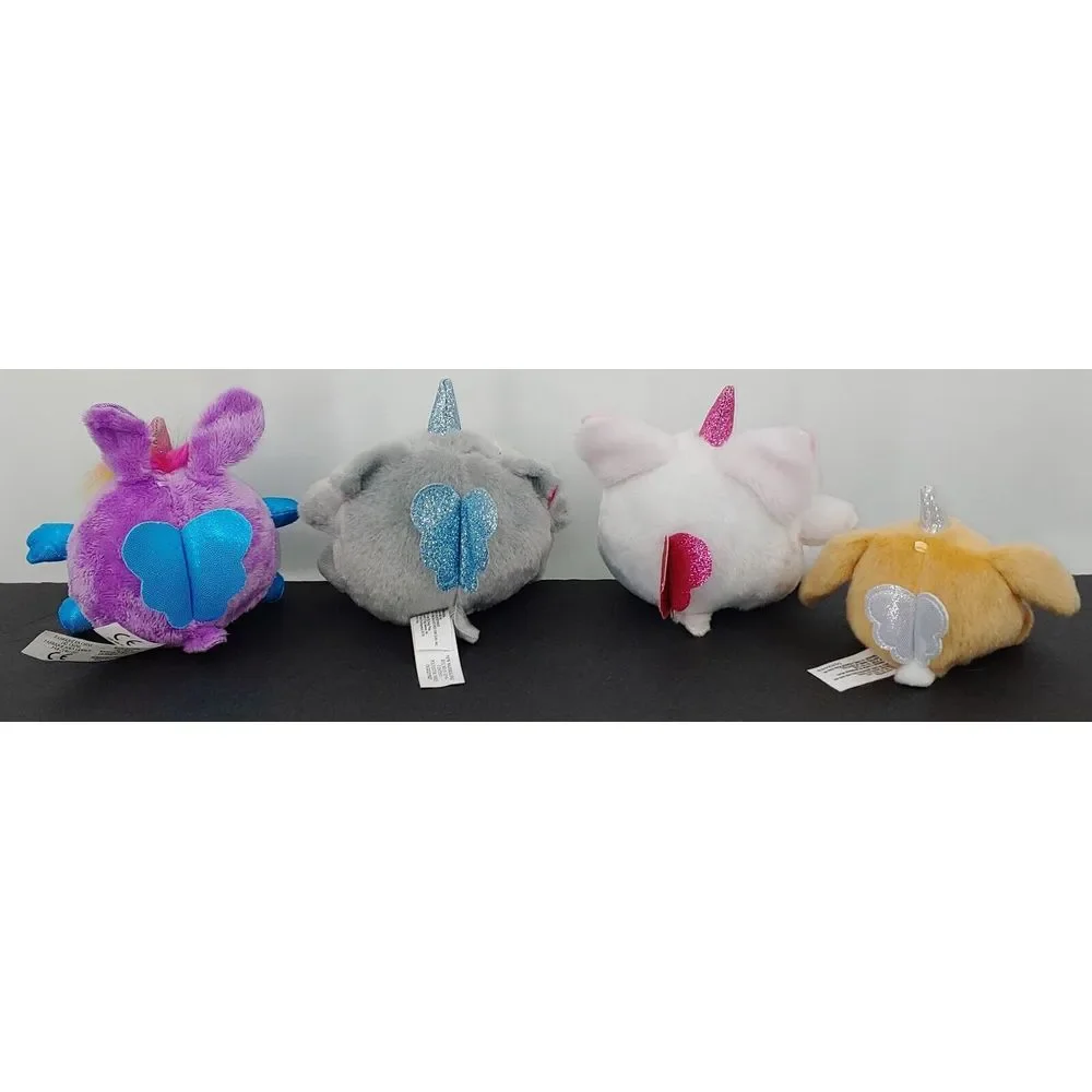 ZURU Rainbocorns Plush Dog Bunny Cat Small Stuffed Animals Lot Of 4 Wings Purple